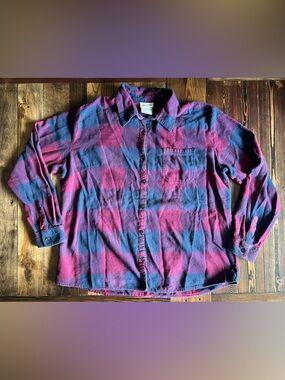 DICKIES • brushed plaid flannel button shirt farmcore workwear outdoor utility